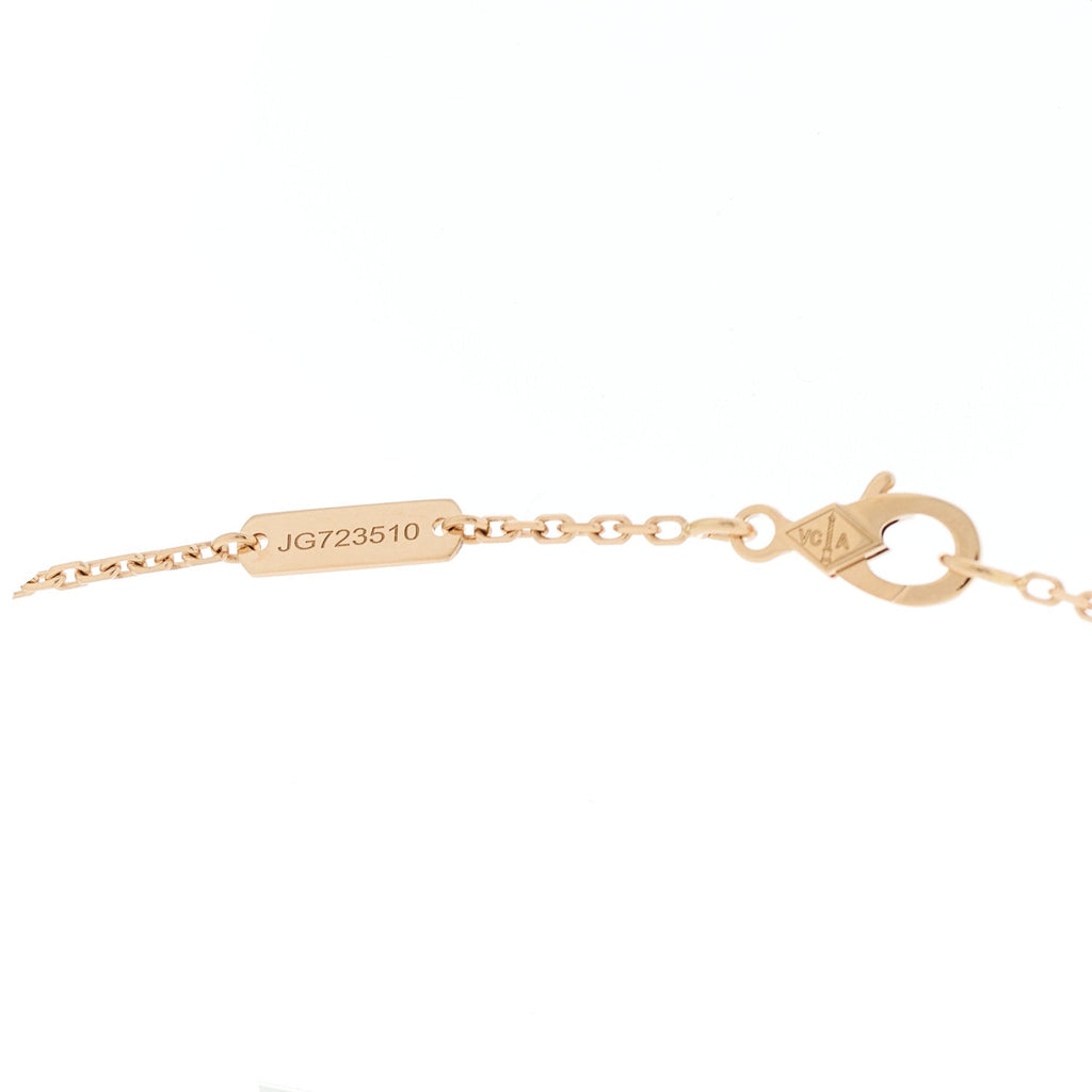 18K Rose Gold Diamond Pink Mother of Pearl Vintage Alhambra Pendant Necklace