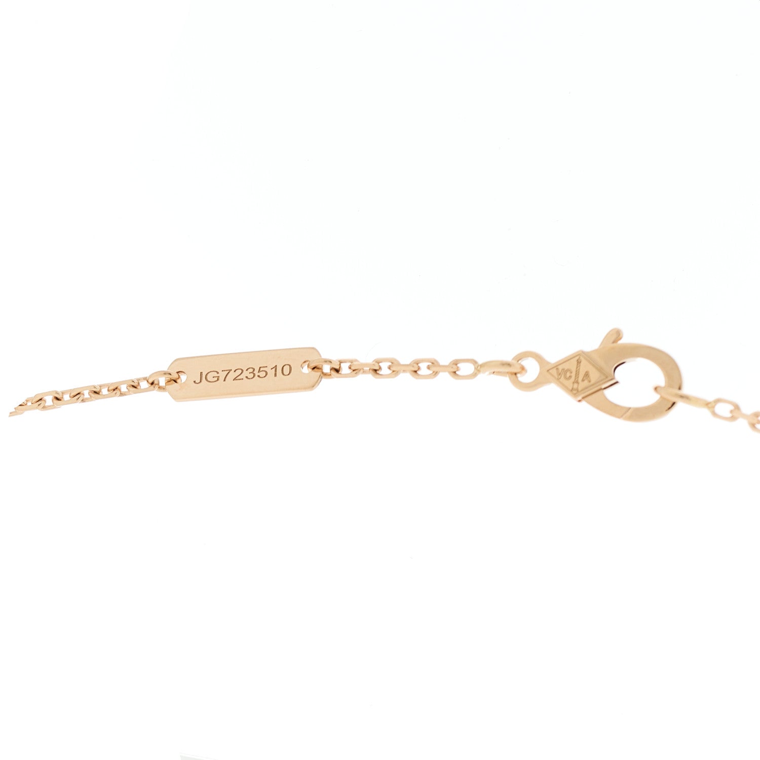 18K Rose Gold Diamond Pink Mother of Pearl Vintage Alhambra Pendant Necklace