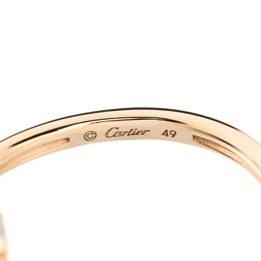 18K Yellow Gold Diamond Lapis Lazuli Amulette de Cartier Ring 49 5