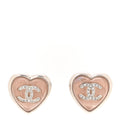Resin Crystal CC Heart Earrings Pink Silver