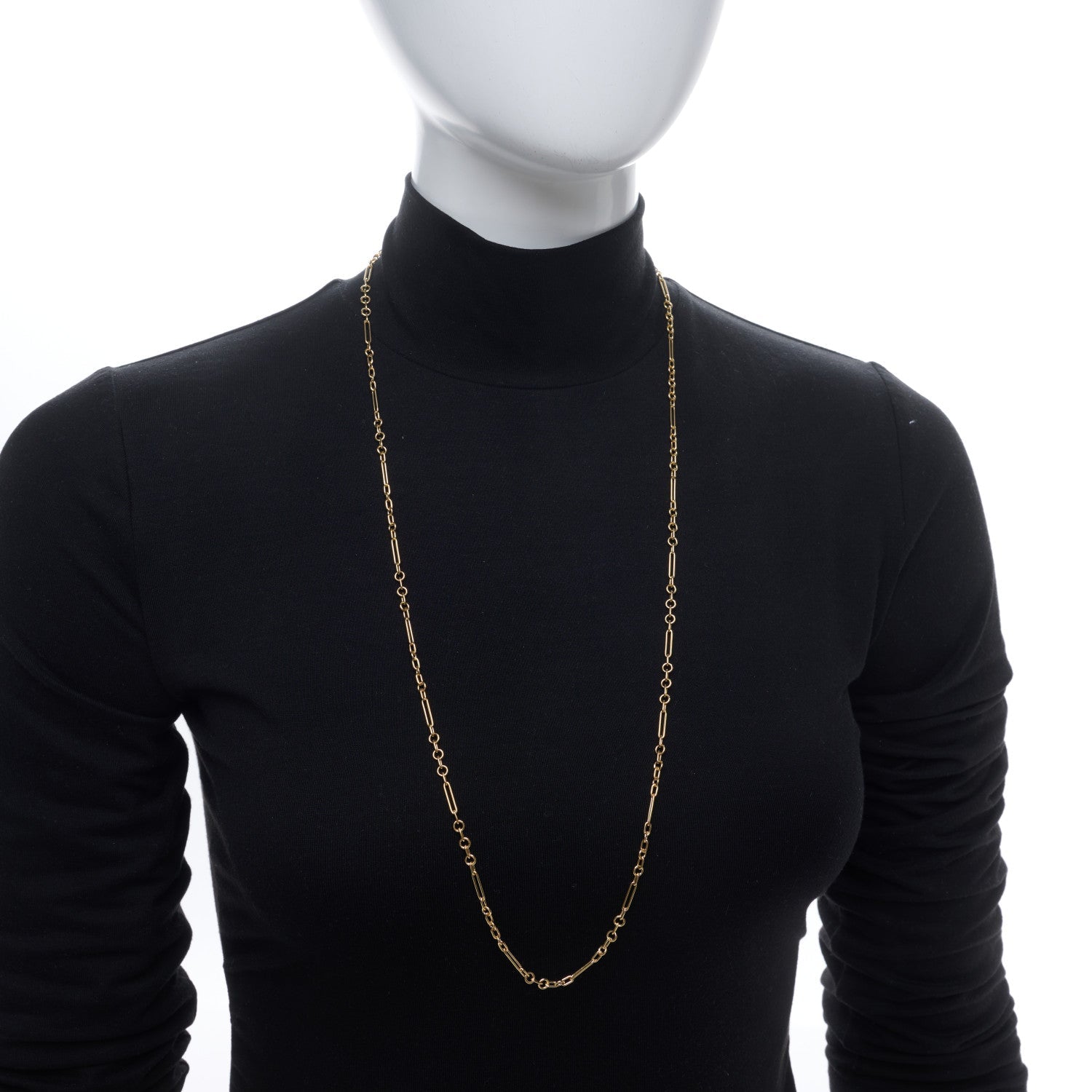 18K Yellow Gold Fine Mixed Clip Chain Necklace 32"