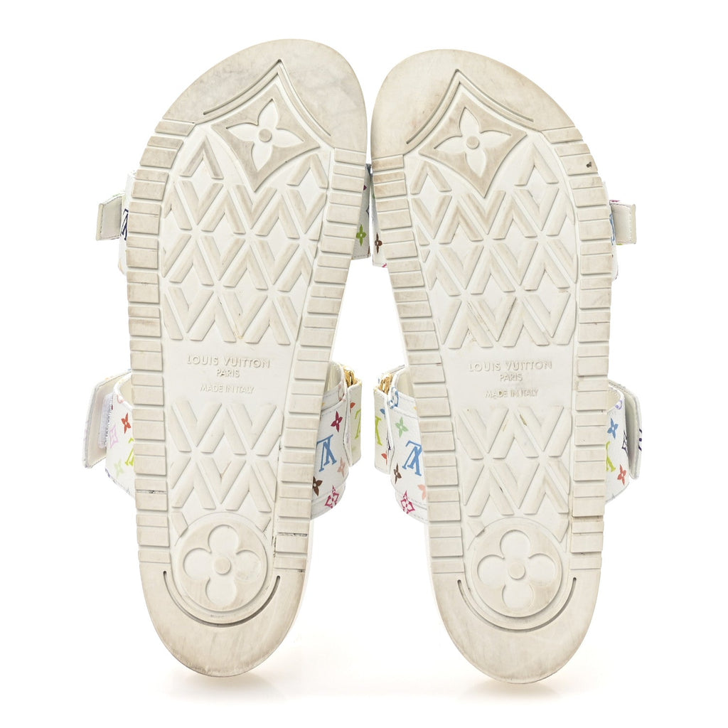 LV X TM Monogram Multicolor Bom Dia Comfort Mule Sandals 38.5 White