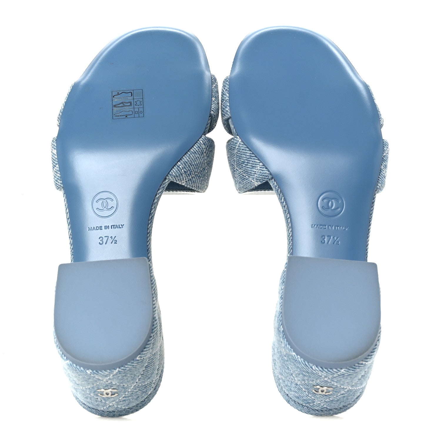 Denim Quilted Mules 37.5 Blue