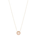 18K Rose Gold Mother of Pearl T Circle Pendant Necklace