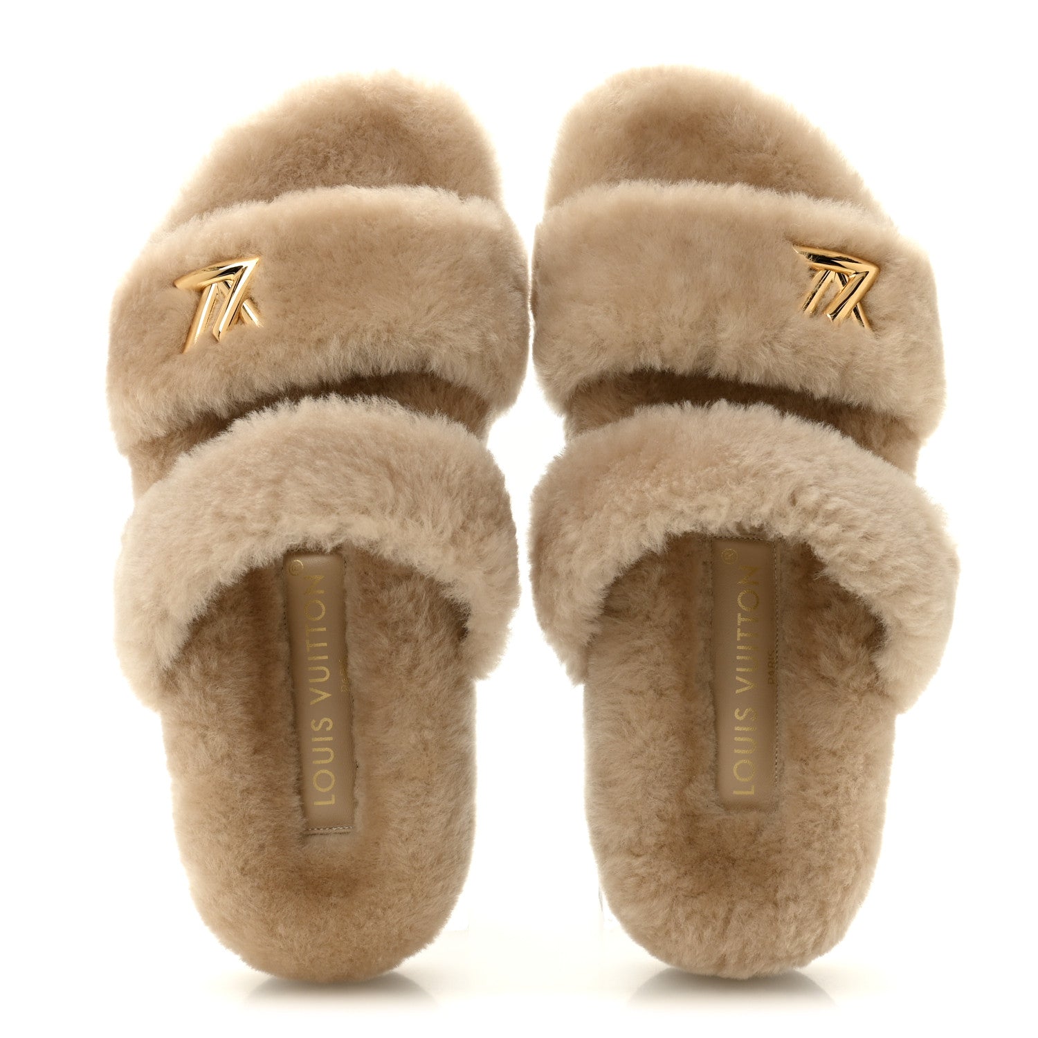 Shearling LV Sunset Flat Comfort Mule 40 Beige
