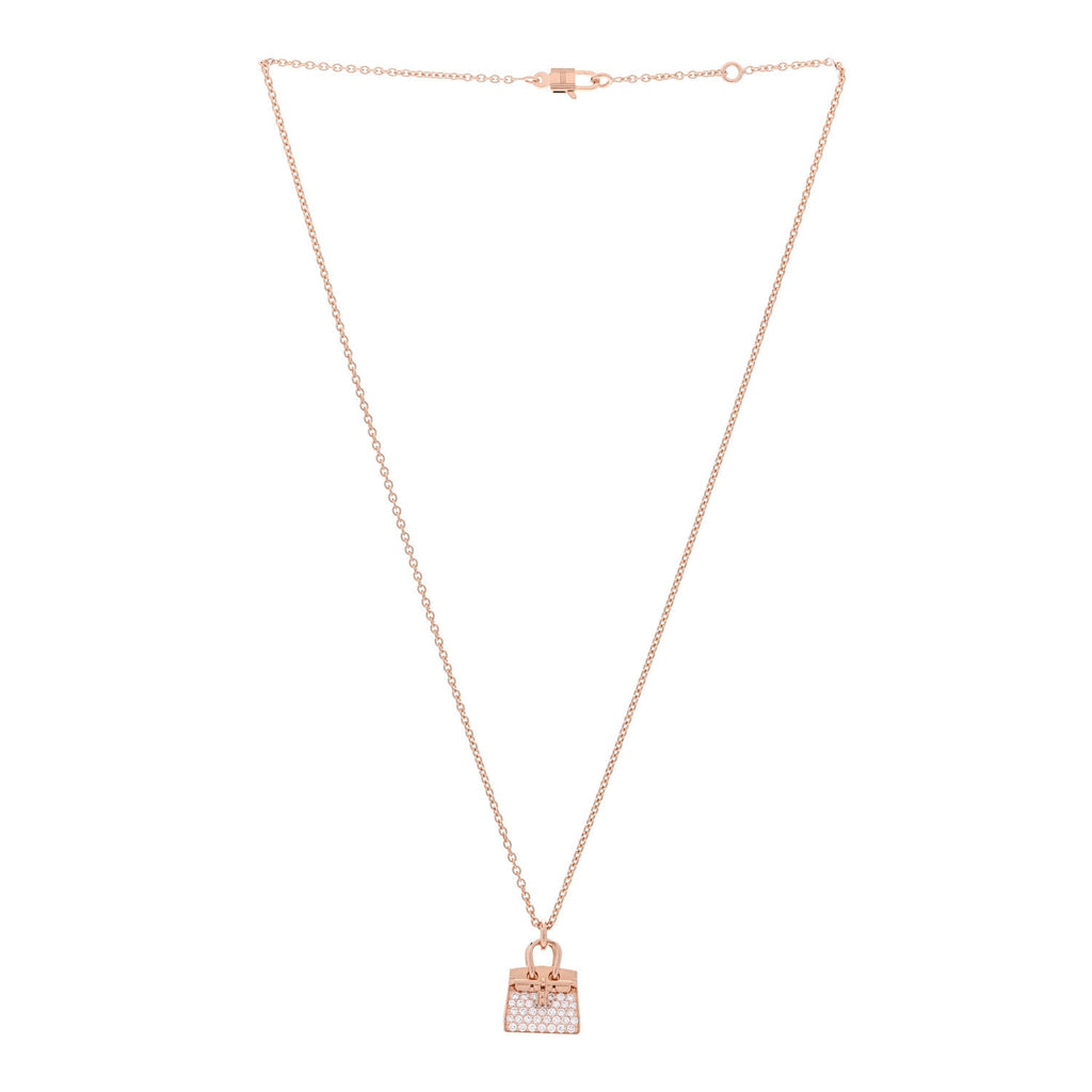 18K Rose Gold Diamond Birkin Amulettes Pendant Necklace