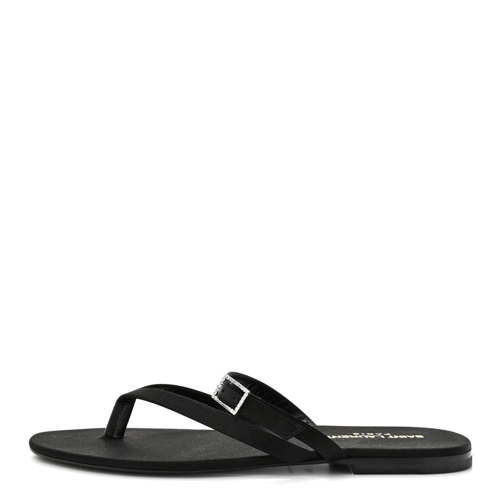 Crepe Satin Laszlo Sandals 39.5 Black
