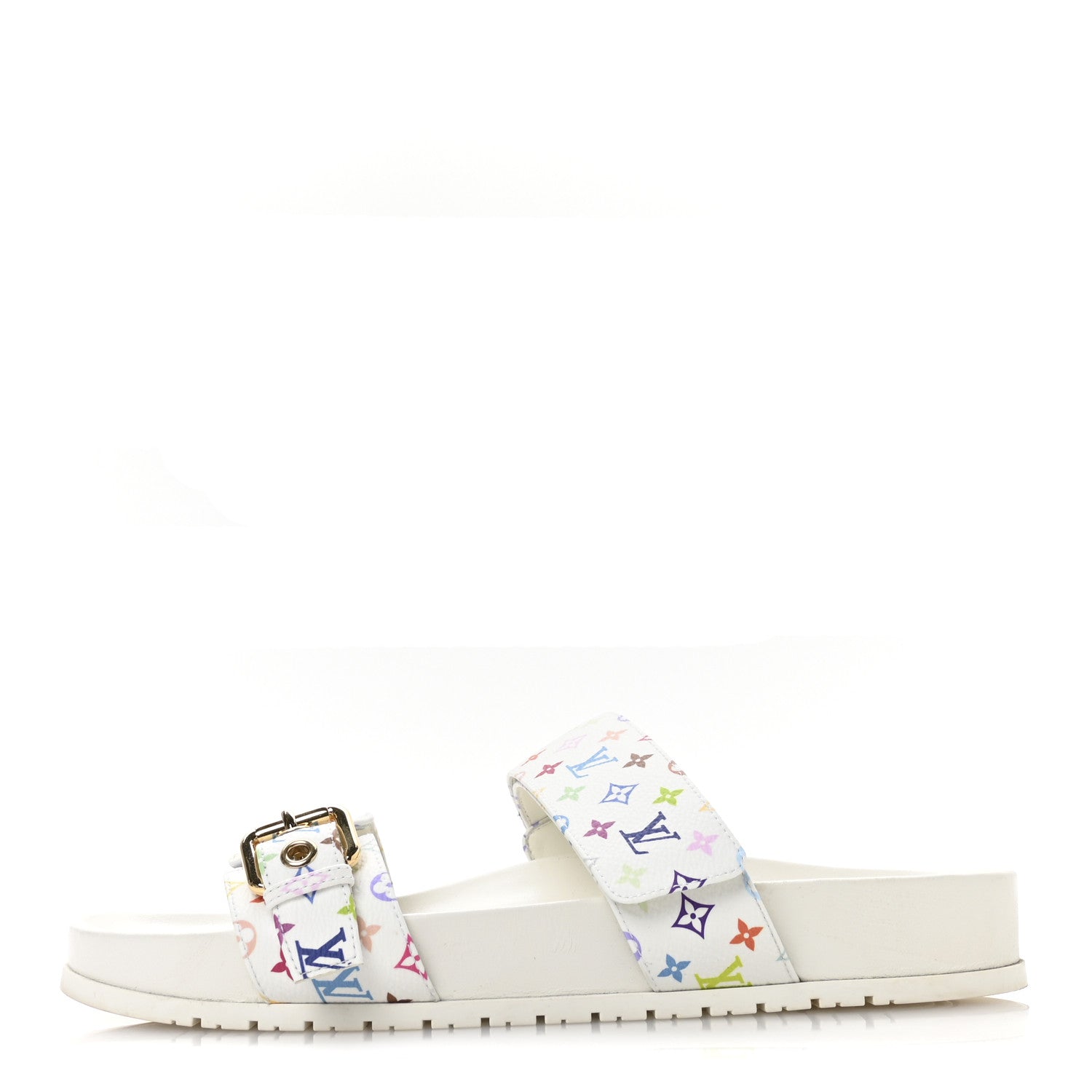 LV X TM Monogram Multicolor Bom Dia Comfort Mule Sandals 38.5 White