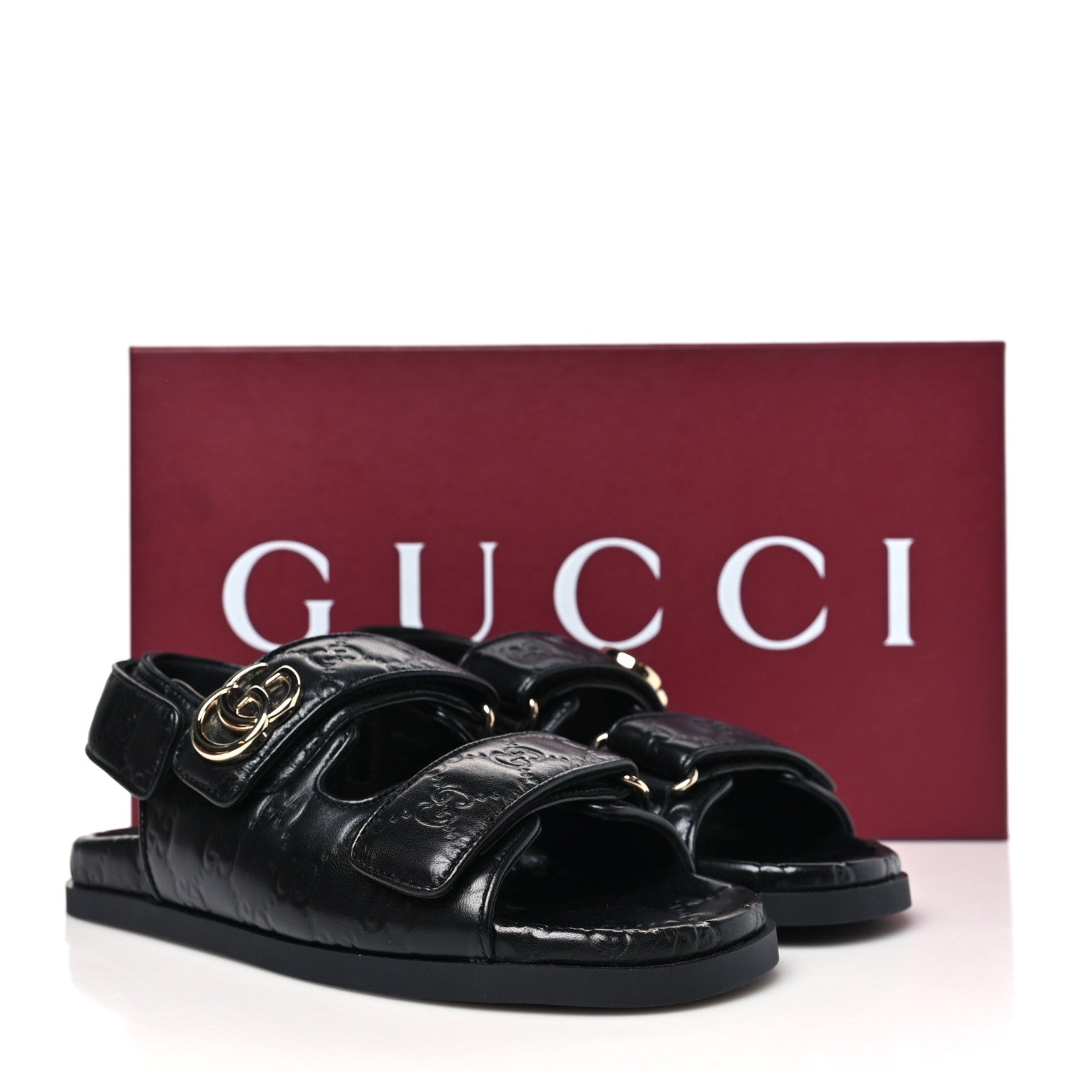Guccissima GG Embossed Womens Sandals 36.5 Black