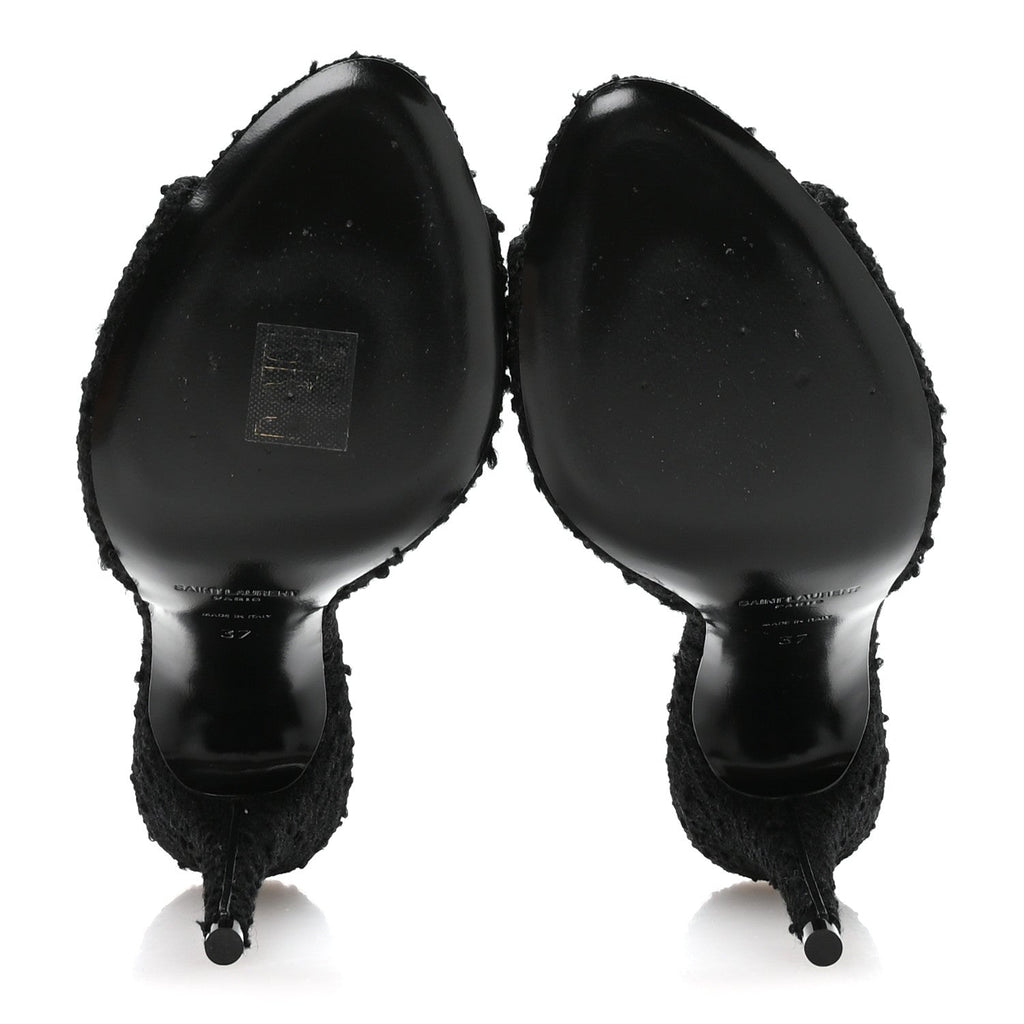 Boucle Tweed La 16 95 Mule Sandals 37 Black
