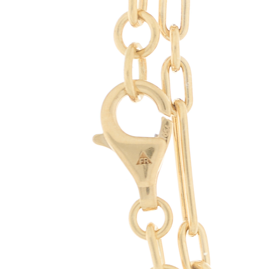 18K Yellow Gold Fine Mixed Clip Chain Necklace 32"