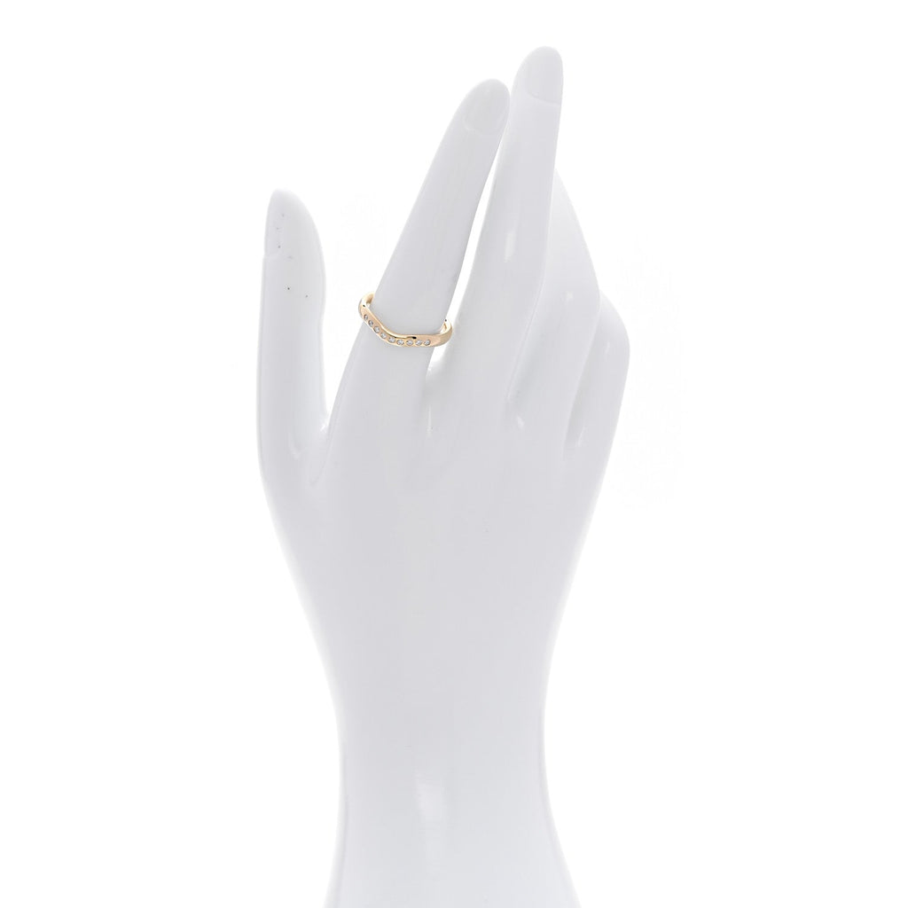 18K Yellow Gold Diamond .08ctw Elsa Peretti Curved Wedding Band Ring 56 7.5