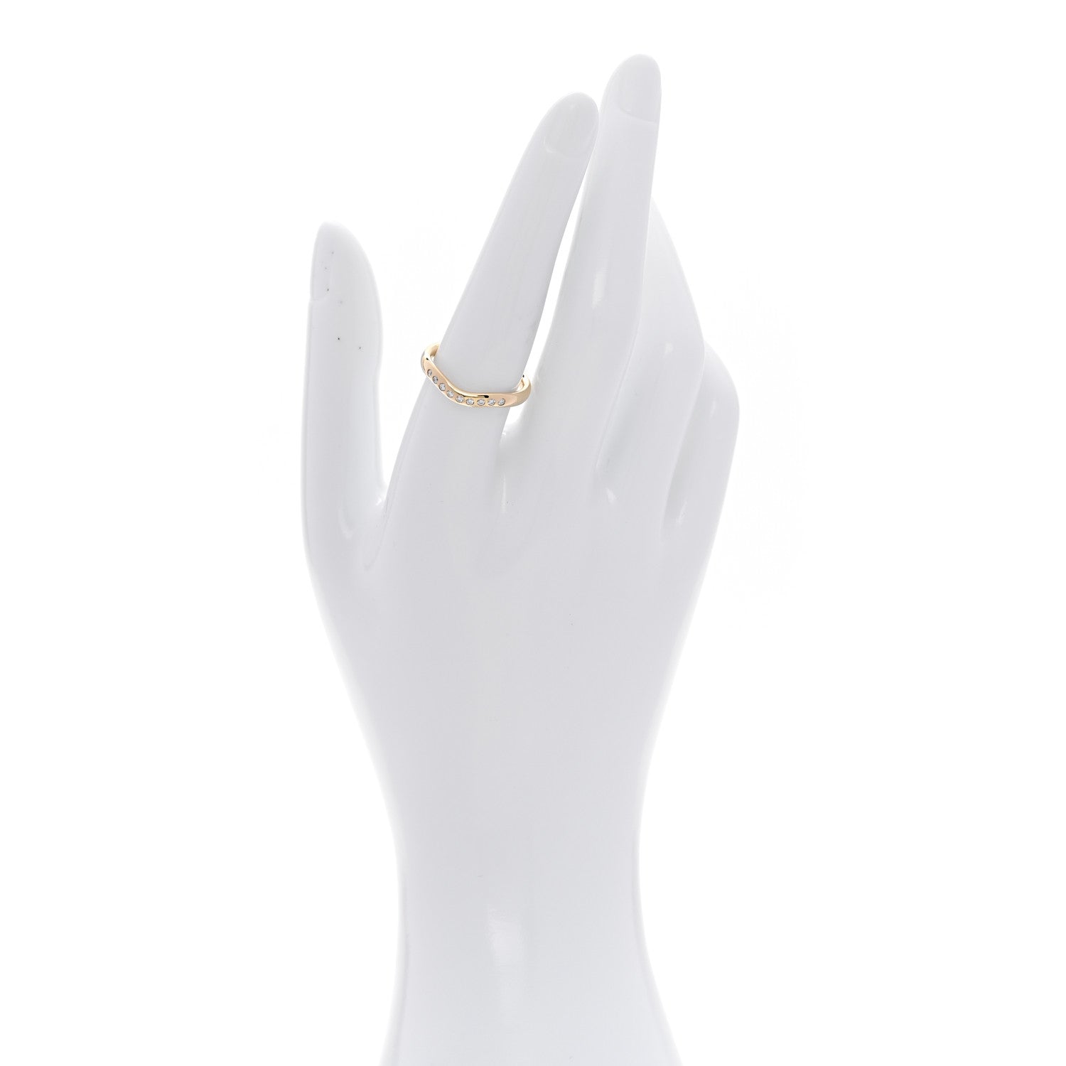 18K Yellow Gold Diamond .08ctw Elsa Peretti Curved Wedding Band Ring 56 7.5