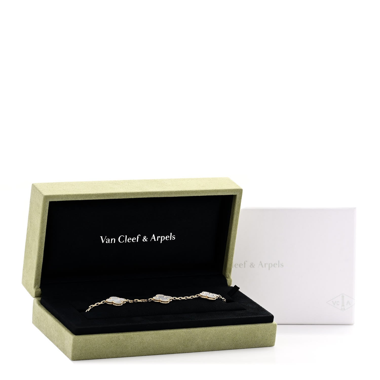 18K Yellow Gold Mother of Pearl 5 Motifs Vintage Alhambra Bracelet