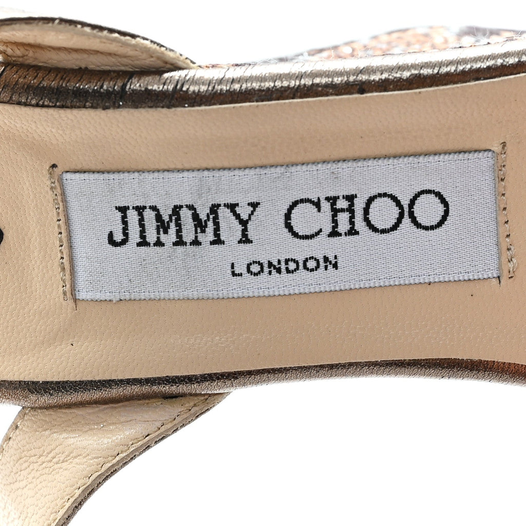 Glitter Fabric Metallic Calfskin 120 Wedge Sandals 38 Gold