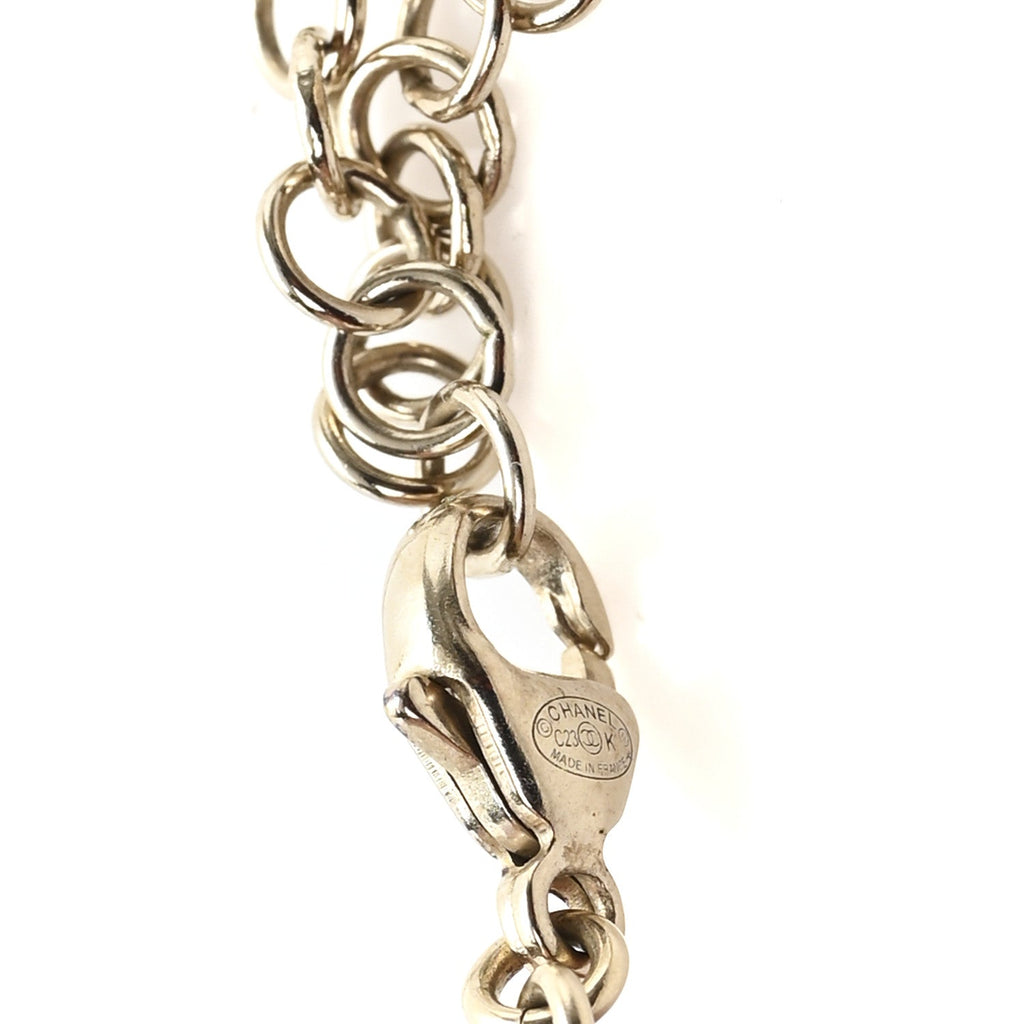 Crystal CC Flower Drop Necklace White