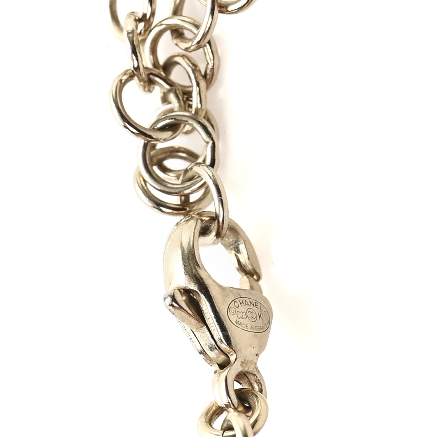Crystal CC Flower Drop Necklace White