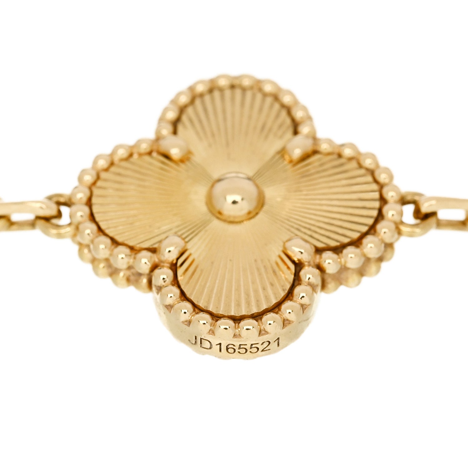 18K Yellow Gold 5 Motifs Guilloche Vintage Alhambra Bracelet