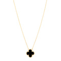 18K Yellow Gold Black Onyx Vintage Alhambra Pendant Necklace