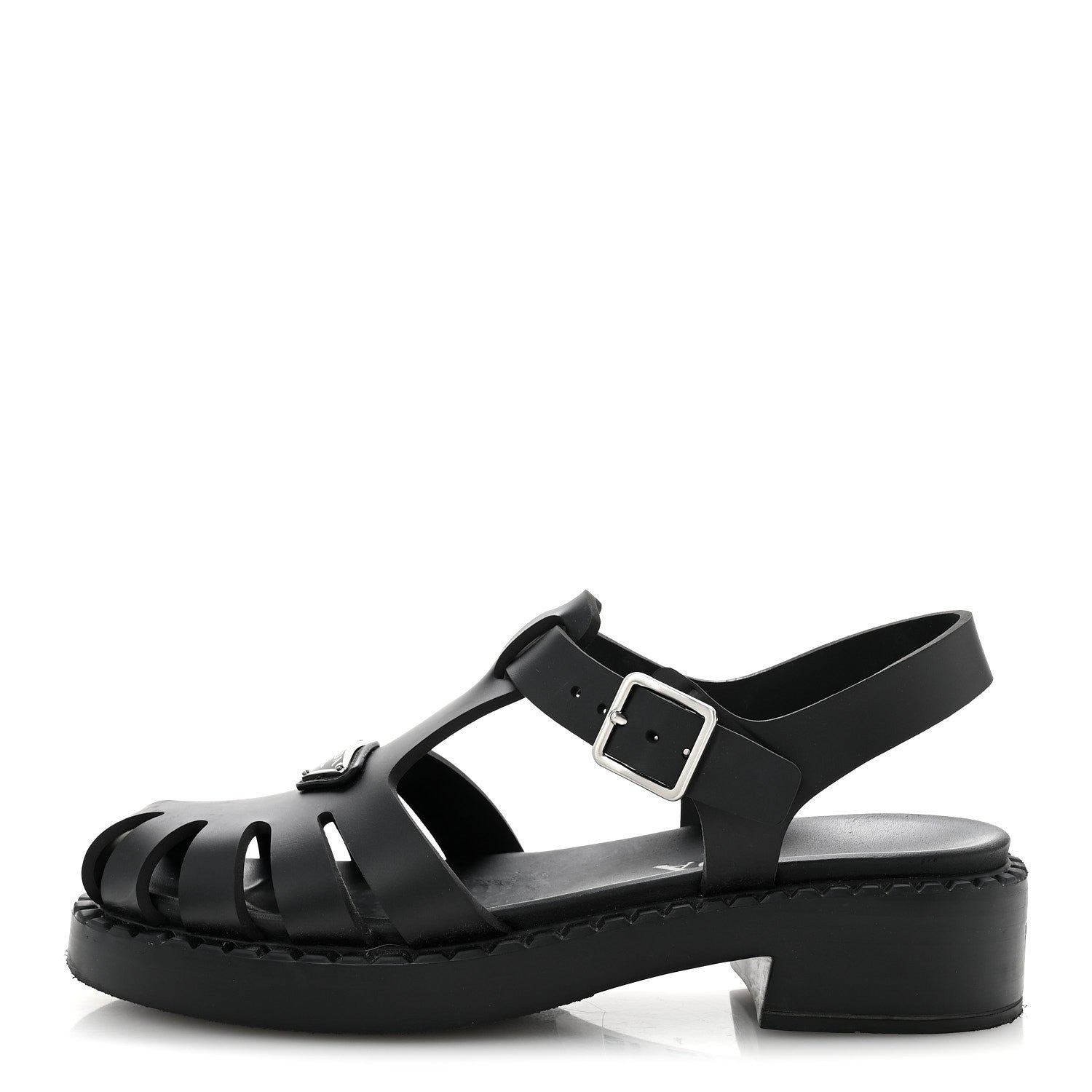 Foam Rubber Metal Triangle Logo 50mm Cage Sandals 39 Black
