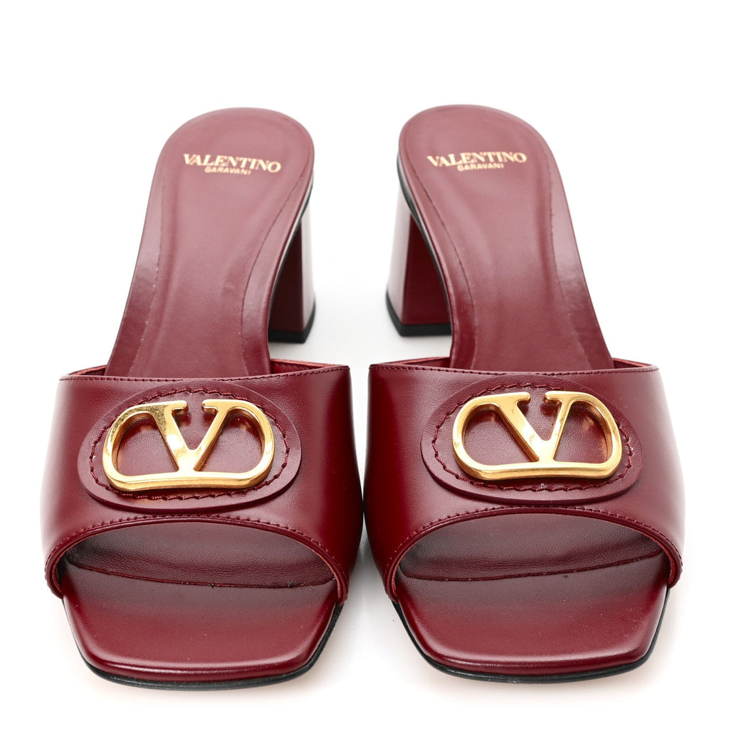 Calfskin VLogo 45mm Slide Sandals 38 Brick