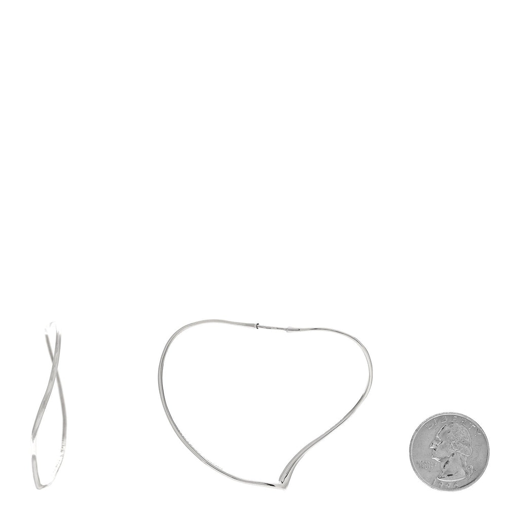 Sterling Silver Large Elsa Peretti Open Heart Hoop Earrings