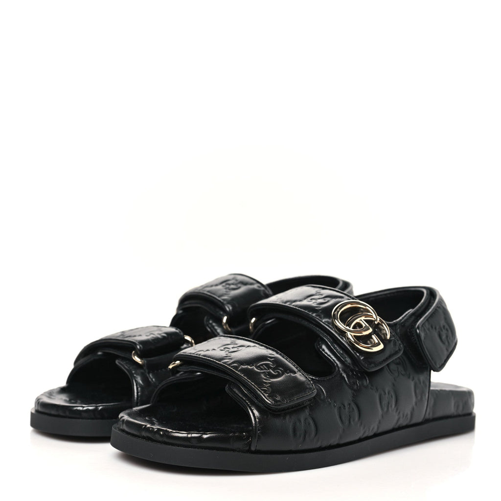 Guccissima GG Embossed Womens Sandals 36.5 Black