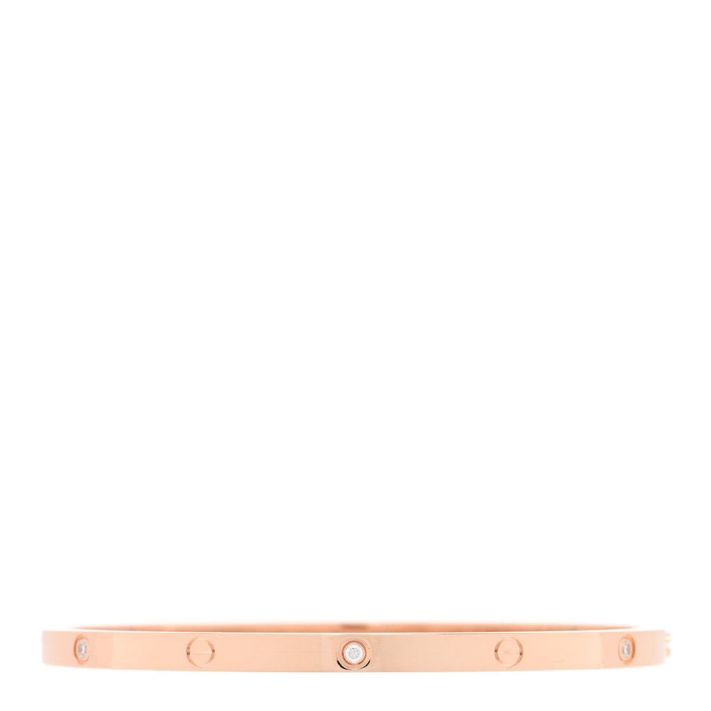 18K Pink Gold 6 Diamond Small LOVE Bracelet 17