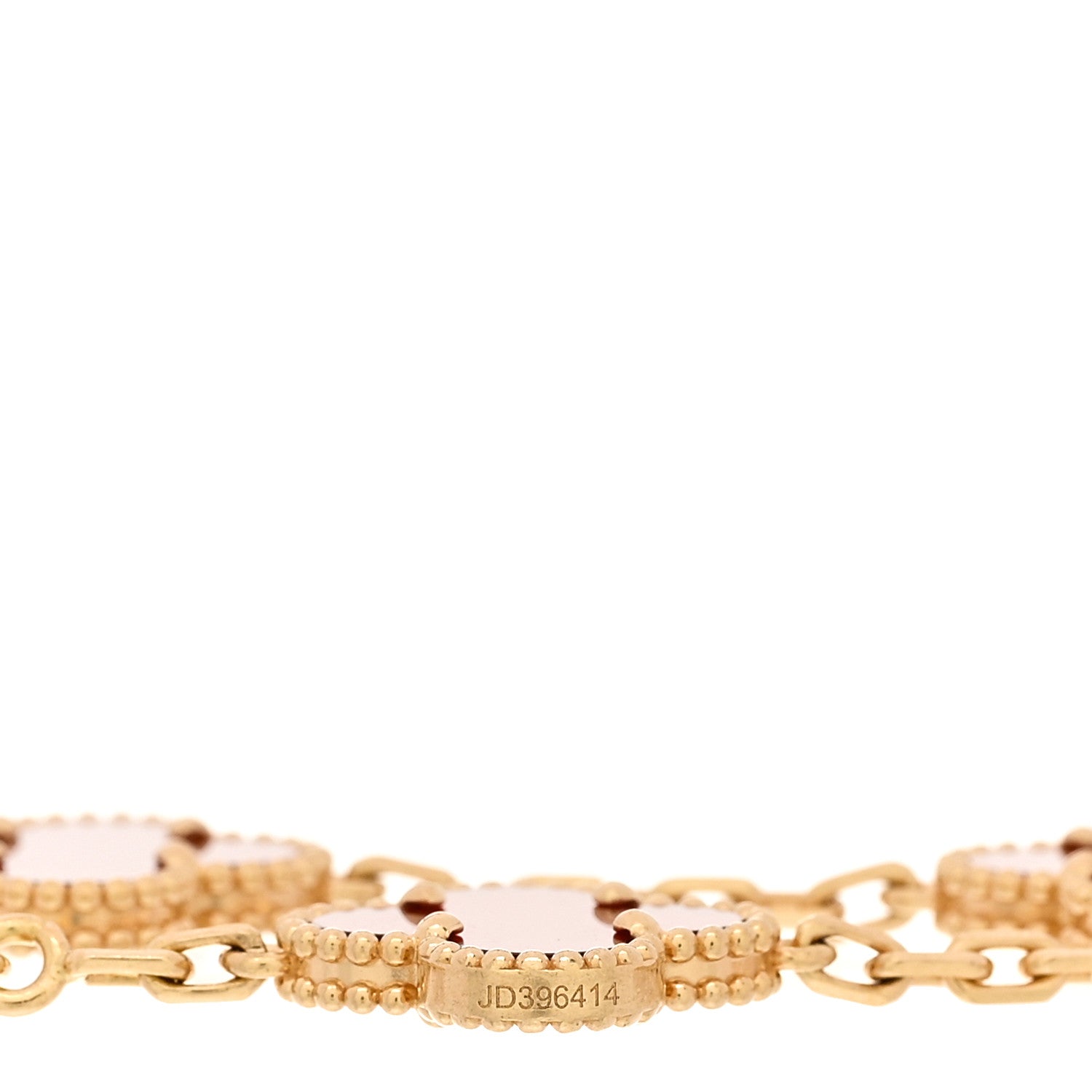18K Yellow Gold Carnelian 5 Motifs Vintage Alhambra Bracelet