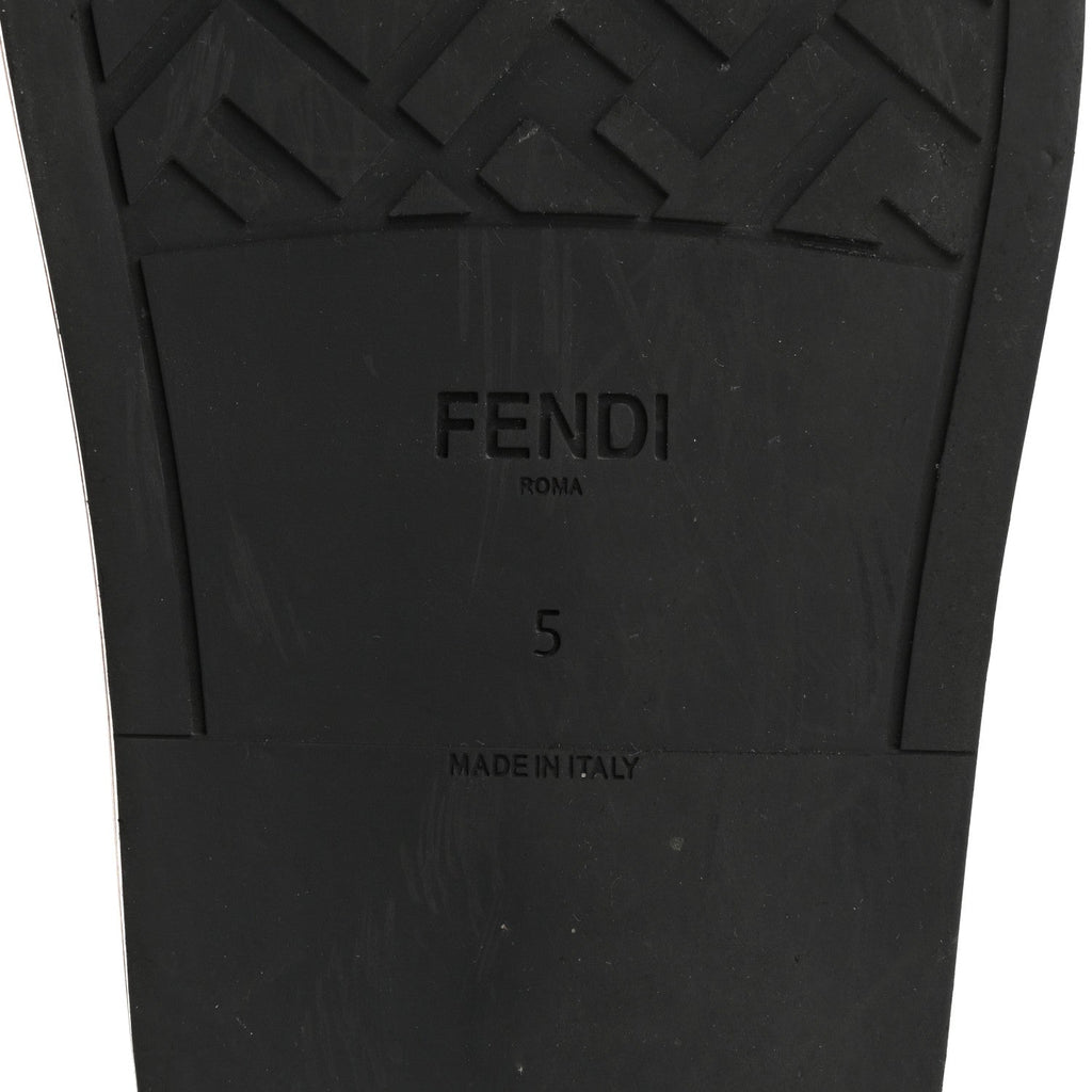 Fabric Jacquard Nappa FF Mens Fendi Feel Buckled Slide Sandals 5 Tobacco Black Miele Scuro