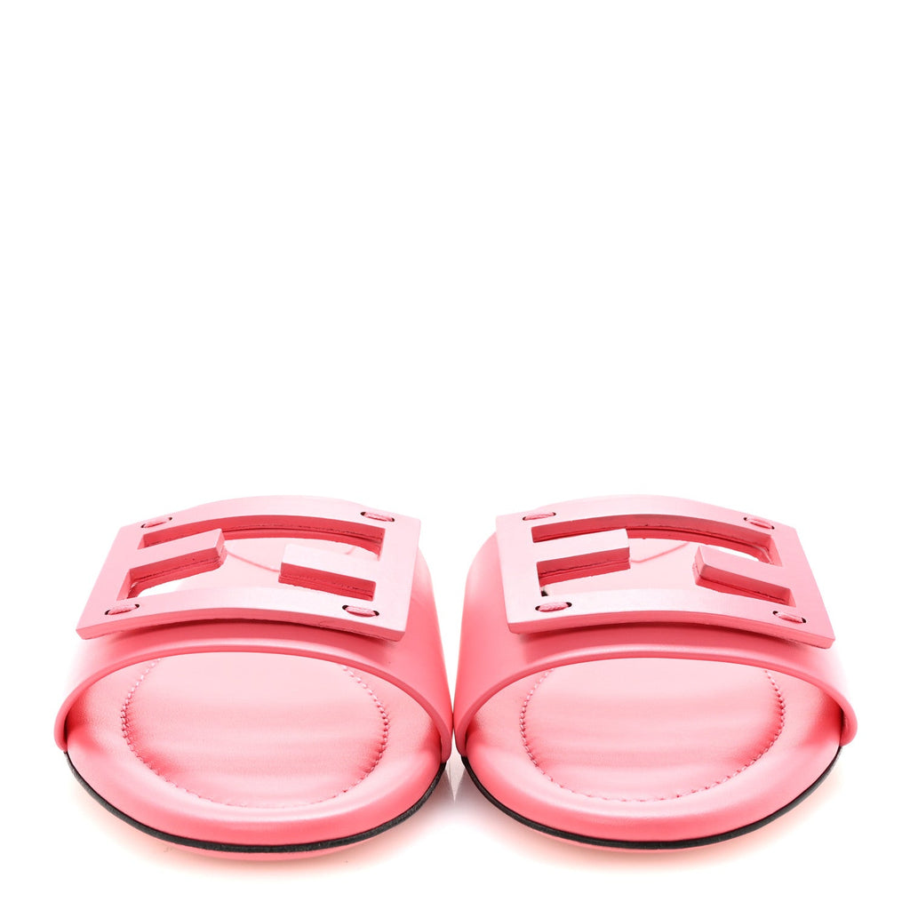 Vitello Cuoio Baguette Flat Slide Sandals 38 Pink Dalia