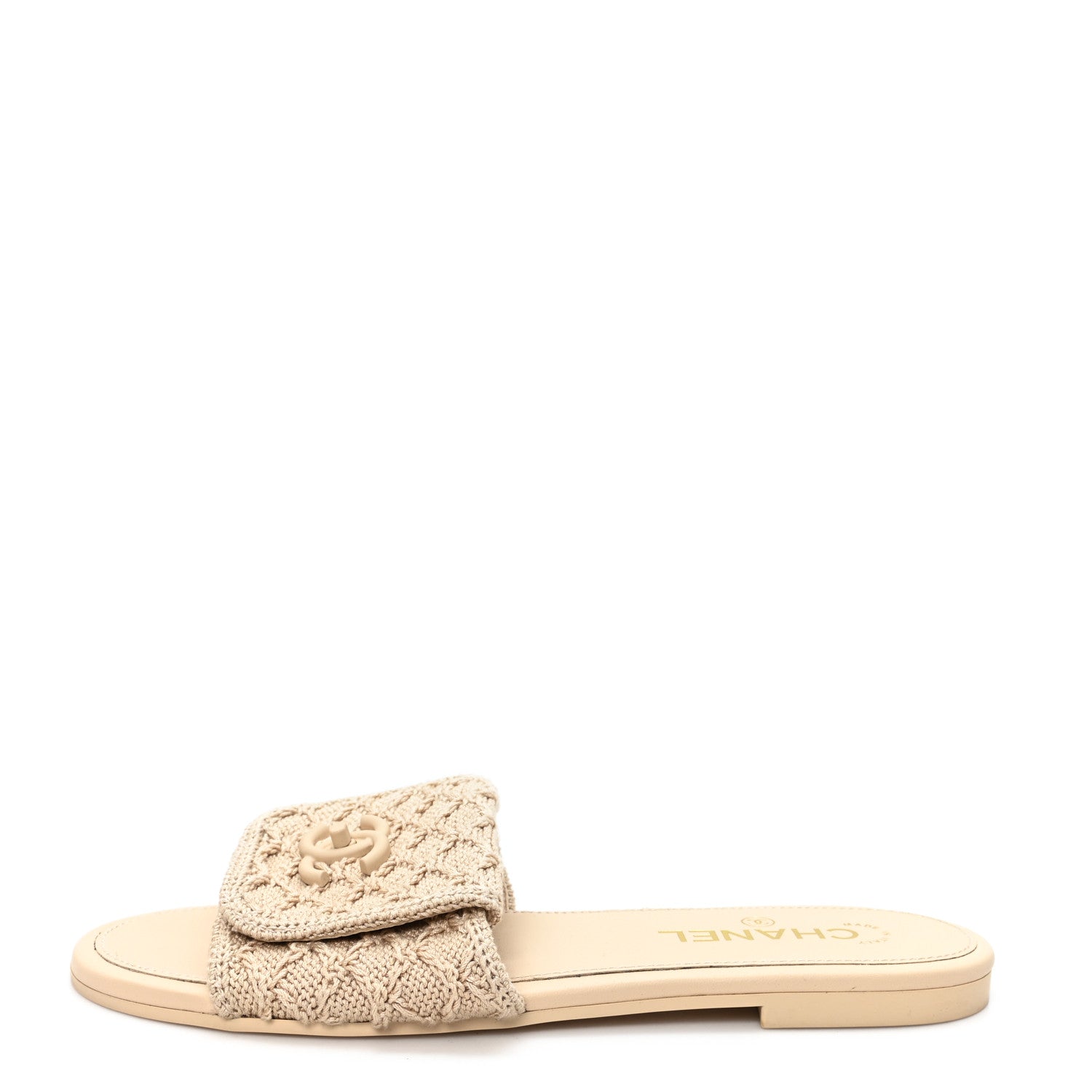 Crochet CC Mules Sandals 38.5 Beige