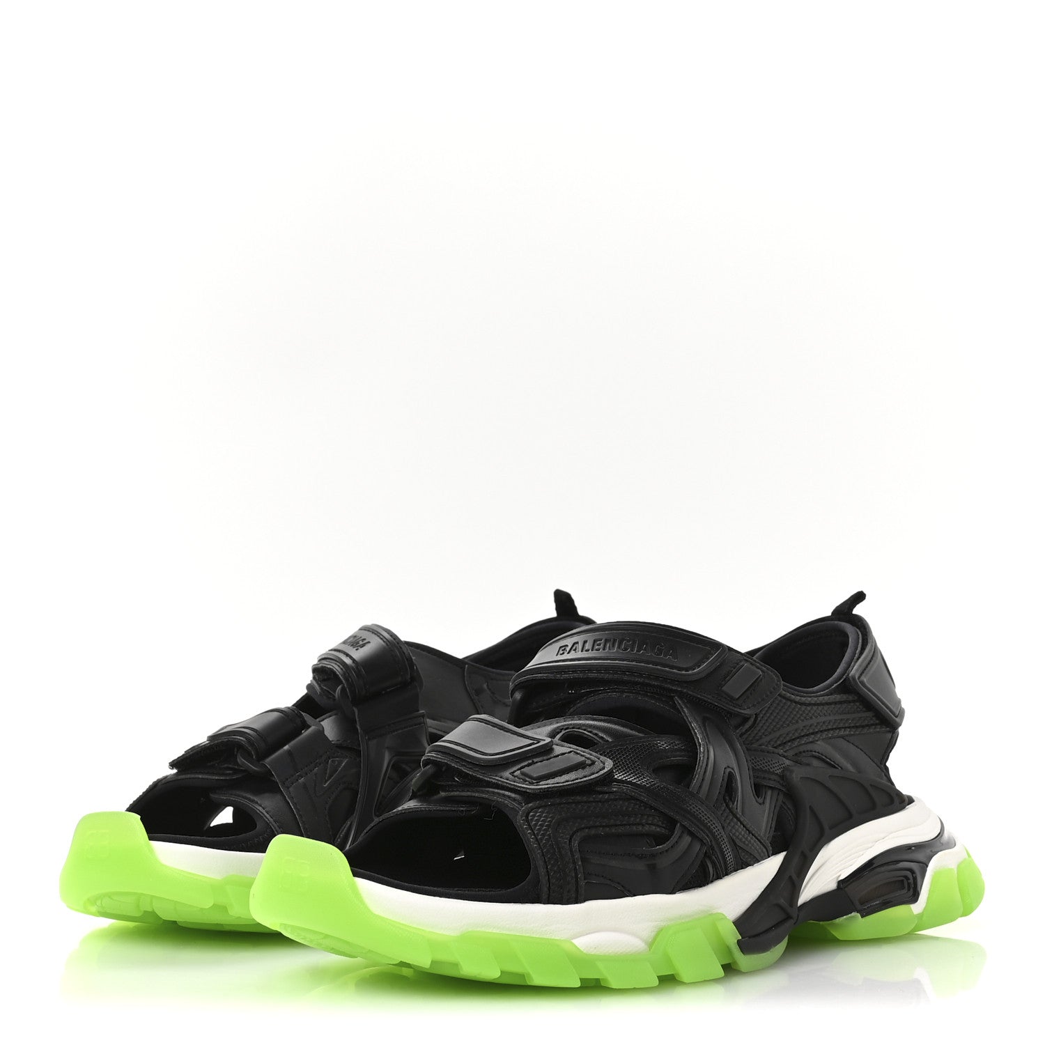 Neoprene Rubber Clear Sole Mens Track Sandals 41 Black White Fluo Green