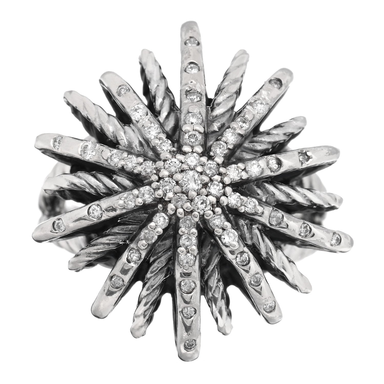 Sterling Silver Diamond 25mm Starburst Ring 57 8