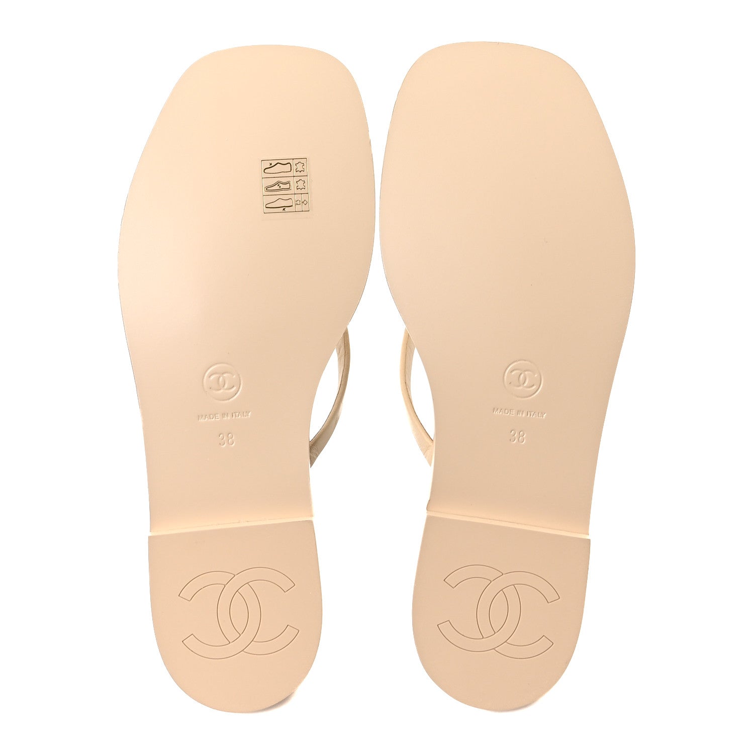 Goatskin CC Times Square Thong Sandals 38 Beige