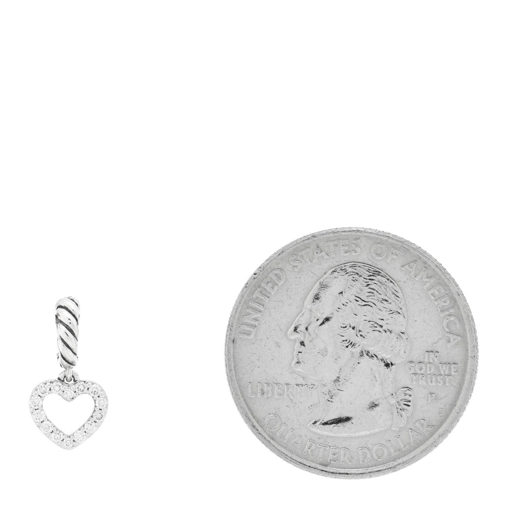 Sterling Silver Diamond Micro Pave Open Heart Amulet Pendant