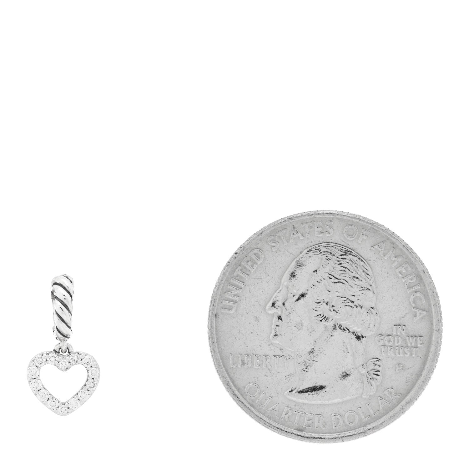 Sterling Silver Diamond Micro Pave Open Heart Amulet Pendant