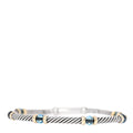 Sterling Silver 14K Yellow Gold Blue Topaz 3mm Metro Link Bracelet