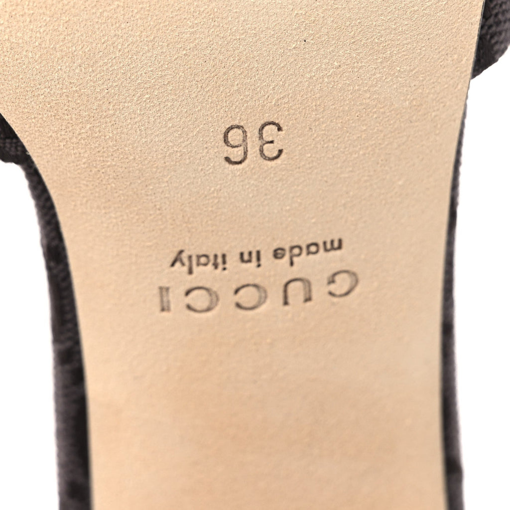 GG Monogram Horsebit Slide Sandals 36 Dark Brown