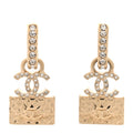 Crystal CC Quilted Flap Bag Drop Earrings Gold