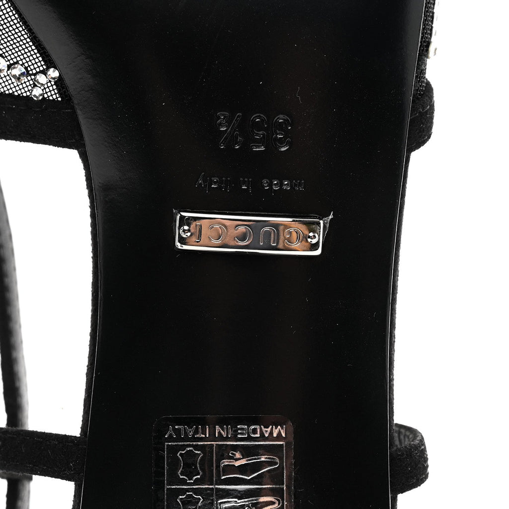 Tela Retino Kid Scamosciato Crystal GG Monogram Square G 35mm Slingback Pumps 35.5 Black