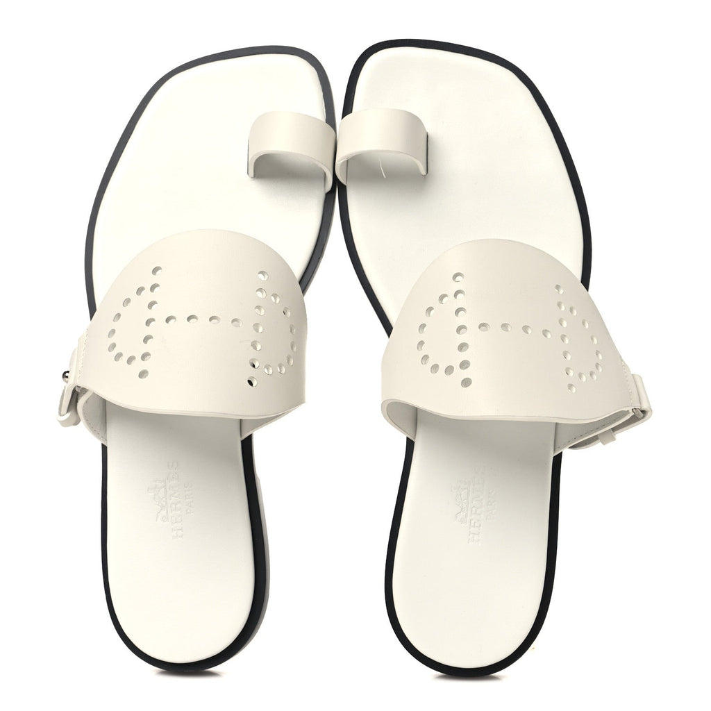 Calfskin Perforated Hera Sandals 36 White