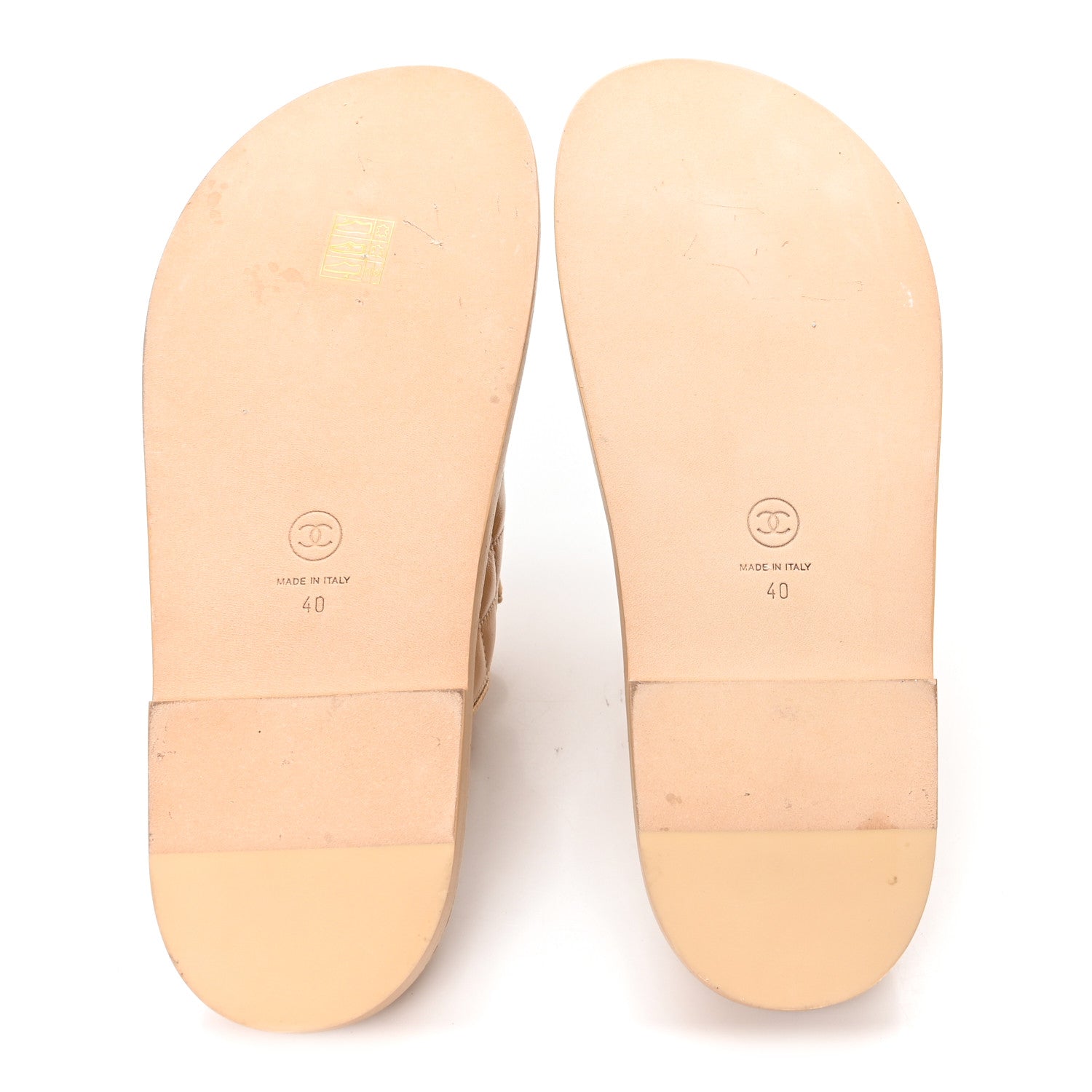 Lambskin Quilted Velcro Dad Chain CC Slide Sandals 40 Beige