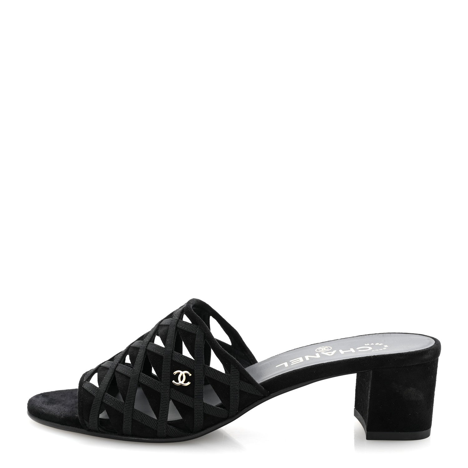 Suede Kidskin Grosgrain Sandals 39 Black