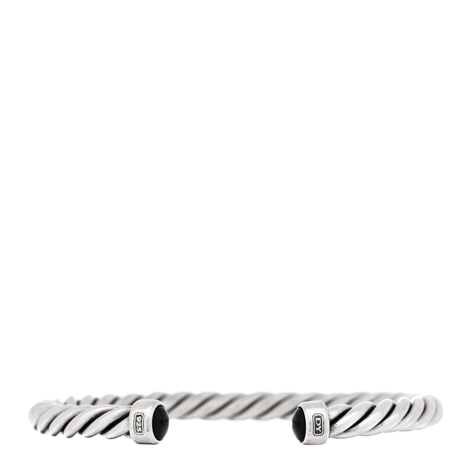 Sterling Silver Onyx 6mm Cable Classic Cuff Bracelet