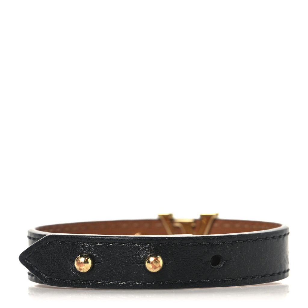 Calfskin LV Iconic Bracelet 17 Black