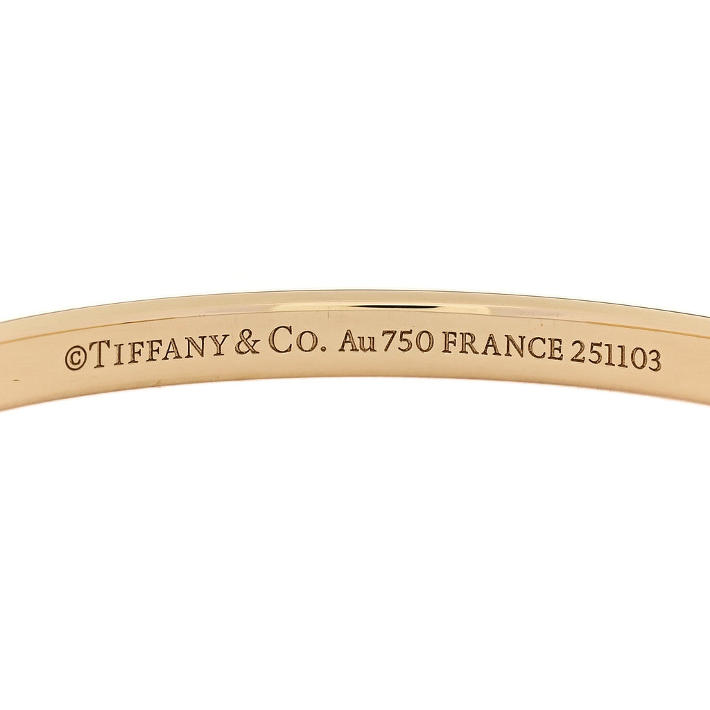 18K Yellow White Gold Lock Narrow Bangle Bracelet