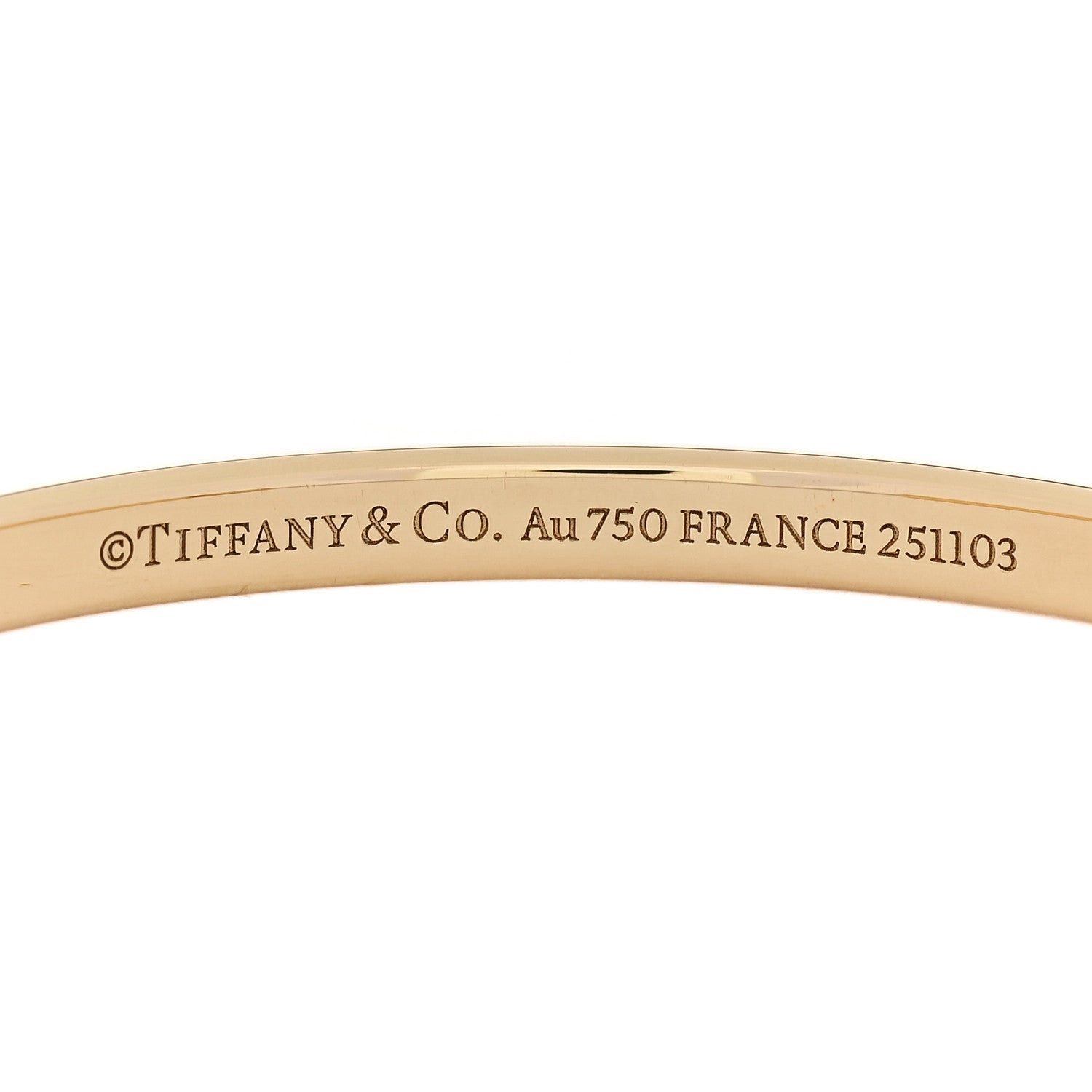 18K Yellow White Gold Lock Narrow Bangle Bracelet