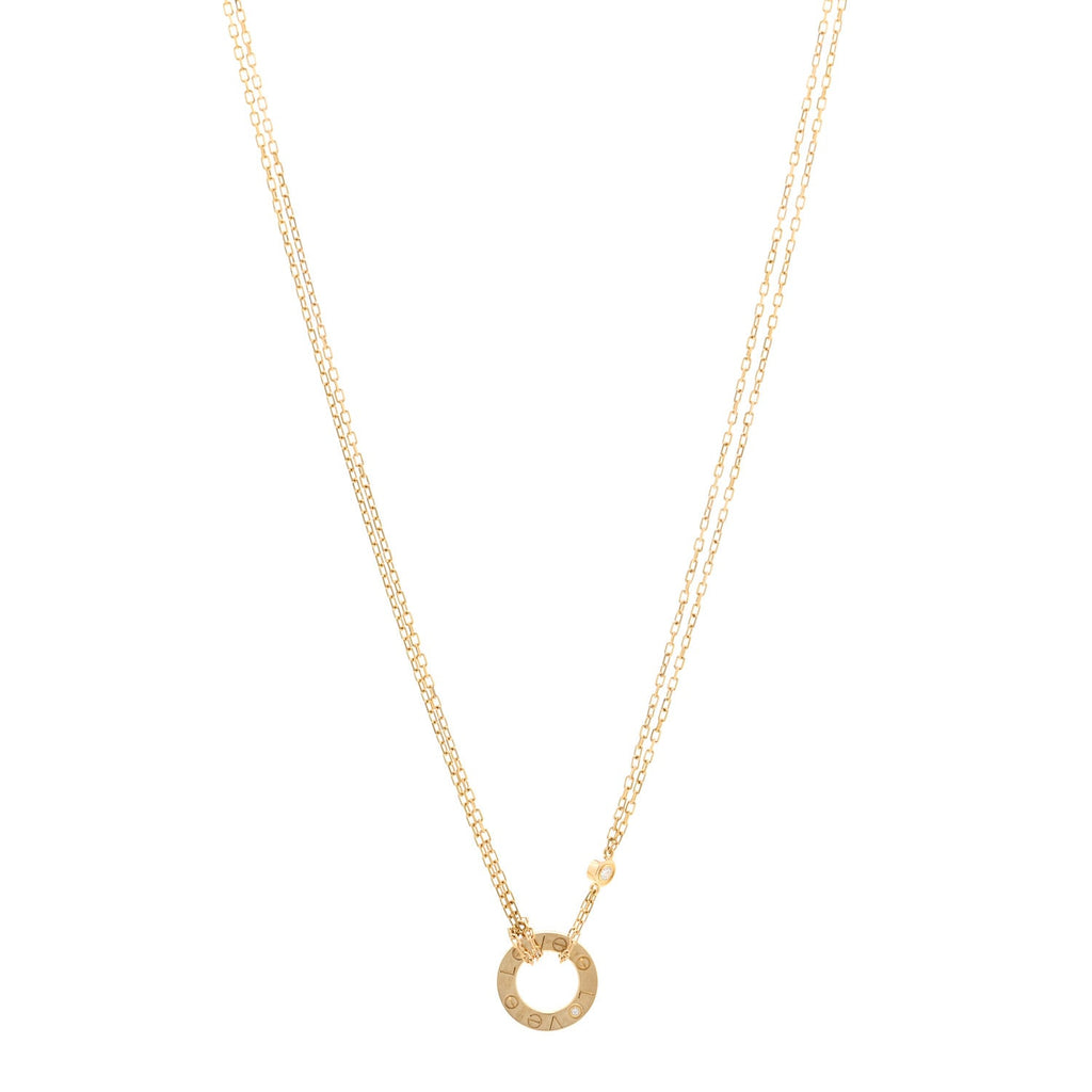 18K Yellow Gold 2 Diamond LOVE Necklace
