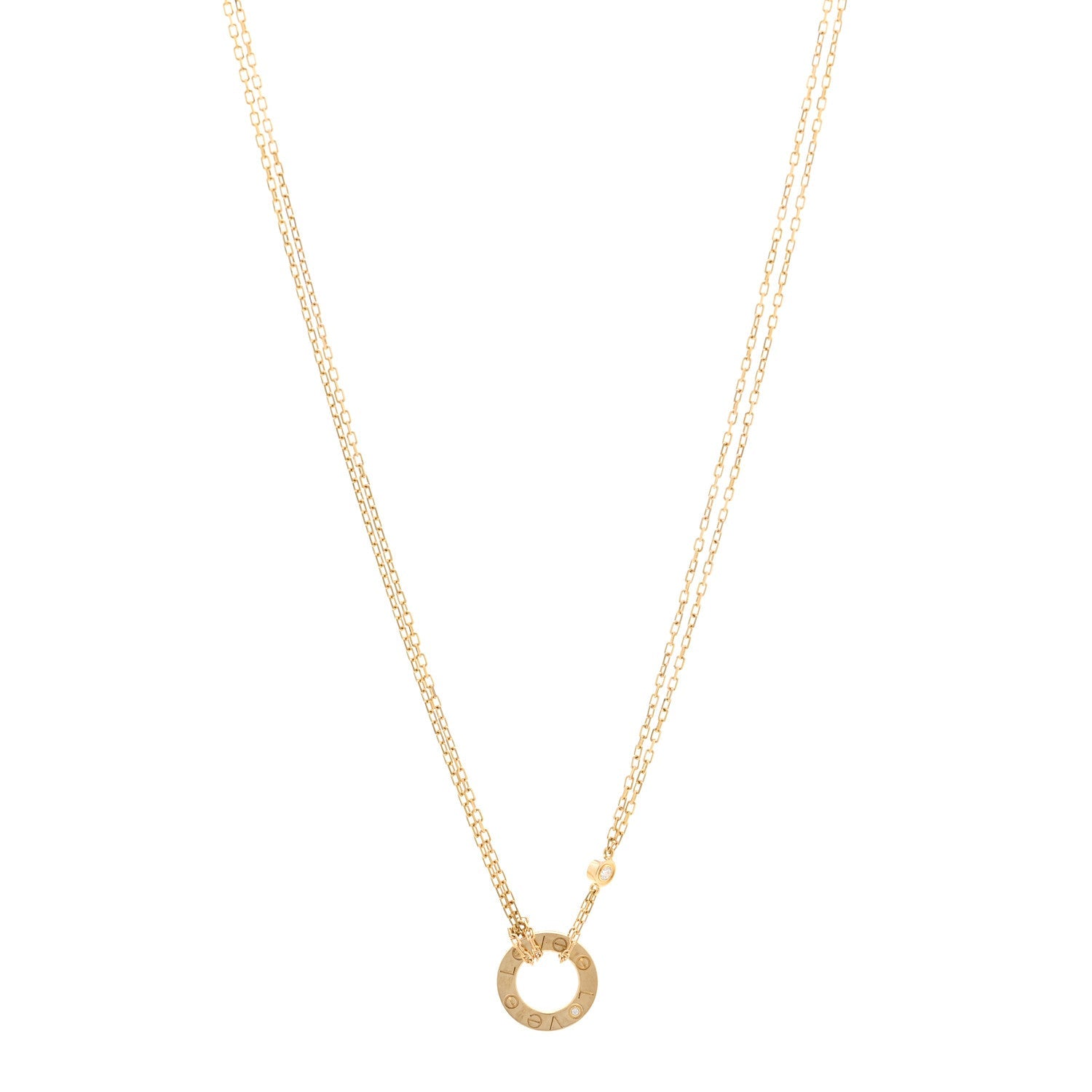 18K Yellow Gold 2 Diamond LOVE Necklace
